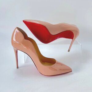 Christian Louboutin Hot Chick 100mm Pumps Patent Blush Leather Women Size 36.5